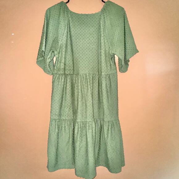 J. Crew Women's Midi Clip Dot Tiered Olive Green Dress - Small - Picture 9 of 9
